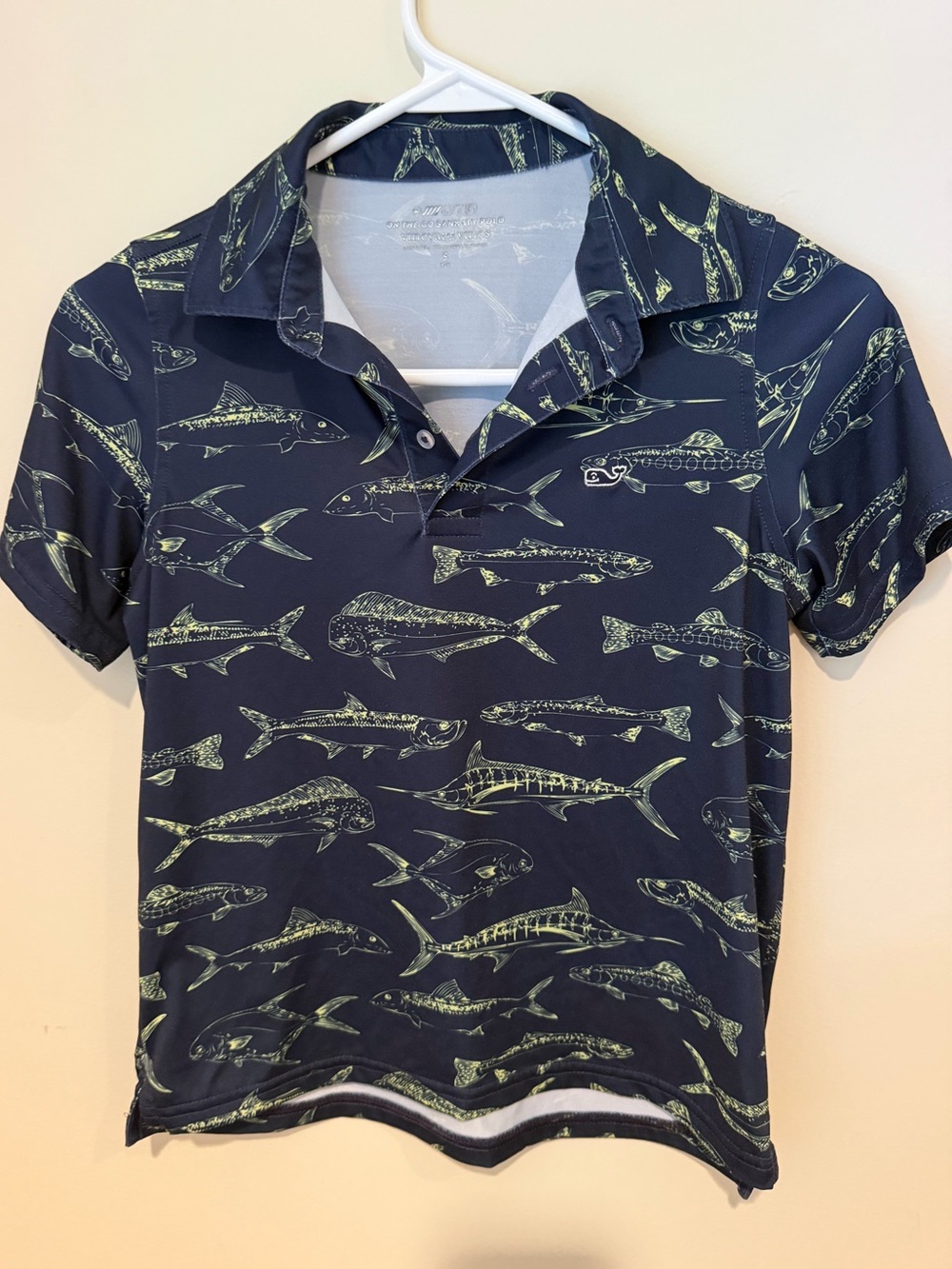Vineyard Vines Navy Fish-Print Polo Shirt
